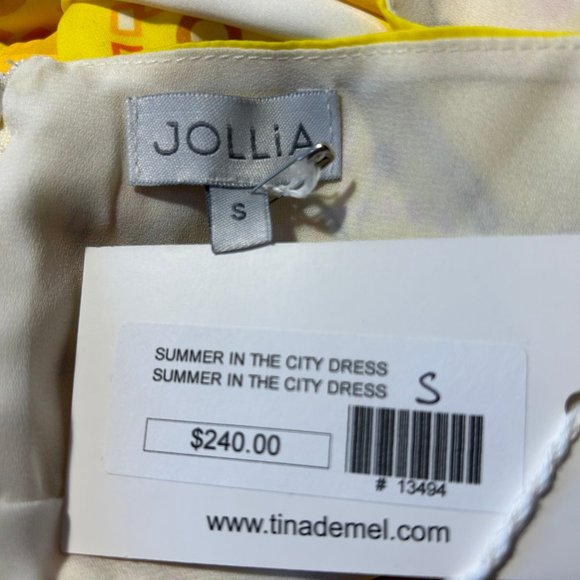 NWT Womens Jollia Summer in the City Dress Yellow White Sleeveless Sundress S * - Picture 16 of 16